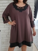 Overchic oversize tunika koronka eco skóra cyrkonie plus size 50 52 54