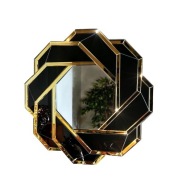 PIĘKNE ELEGANCKIE DUŻE LUSTRO CZARNO ZŁOTE