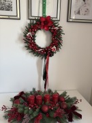 Wianek stroik świąteczny komplet czerwony natura 