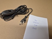 Kabel zasilający czarny, P+N, 10/16A,250V, 3m , włącznik do lampy