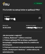 Karta podarunkowa kod zniżkowy na 75zł na loty na FRU.pl