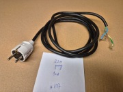 Kabel zasilający czarny, PE+N, 10/16A,250V, 2,2 m