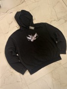 Bluza Hoodie streetwear czarna vintage z gołębiem XL