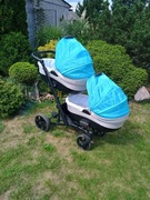 Wózek blizniaczy podwojny 2 w 1 gondole i spacerowka wagon skladany NOWY !