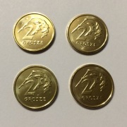 2 gr grosze 2021 mennicze zestaw 4 sztuki