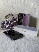 iPhone 11 64GB 82% kondycji fioletowy zestaw z etui i szkiełkami