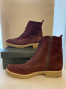 Skórzane bordowe trzewiki rozmiar 38