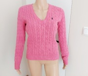 Polo Ralph Lauren sweter warkocz bawełna v-neck M