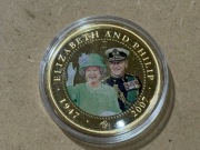 1 DOLAR Moneta pozłacana Królowa Elżbieta II Philip 2007 r.