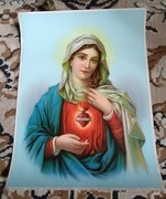 Przedwojenny oleodruk Serce Matki Boskiej