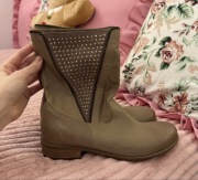 Botki Giulio Santoro skóra naturalna licowa glamour 39 cekiny