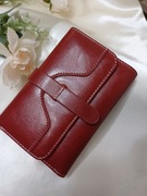 Damski portfel - Naturalna skóra-  Burgund