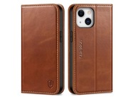 Etui portfel skóra magnet brązowy SHIELDON do iphone 12/12 Pro