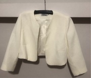 Białe , wizytowe bolerko z długim rękawem rozm . 42