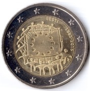 ESTONIA 2 euro 2015, KM# 76, UNC, 30 lat flagi UE