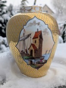 Wazon „A. Dresden” – ręcznie dekorowany – złota łuska – 19 cm