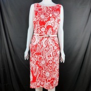 Sukienka Nine West czerwona midi kwiaty Uk12 bawełna