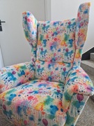 Fotel "kreatywny" po renowacji PRL uszak obrotowy do podcastu yt tiktok