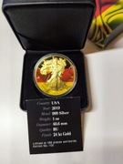 2019 1Oz Amerykański Srebrny Orzeł Niemiecka Flaga Złocona