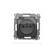 Gniazdo pojedyncze z klapką i uszczelką Simon54 DGZ1BZ.01/43A srebrne