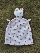 Przytulanka muślinowa pieluszka tetra miś, wyprawka, usypiacz chrzest