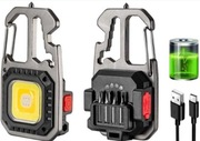 Mocna Mini Latarka W5128 LED COB Brelok Wielofunkcyjna USB TYP C