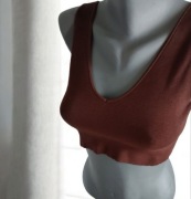 Elastyczny top krótka bluzeczka TCB Tchibo plus size r 44/46 czekoladowy