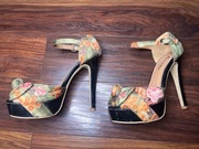 ŚLICZNE szpilki kwiatki roz35 KWIATY 35 jak nowe 