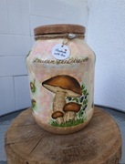 Słoik handmade Decoupage 2.5L na suszone grzyby 2sz