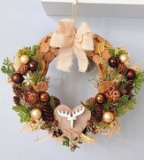 Wianek świąteczny Boże Narodzenie hand made brąz naturalny boho