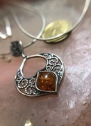 Wisiorek srebrny z bursztynem baltyckim srebro 925 z lancuszkiem 