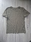 Tshirt koszulka H&M khaki zielony 158 164 bawełniany klasyczny casual