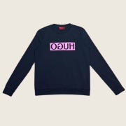 Granatowa bluza z różowym logo damska unisex hugo boss oversize m