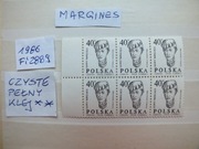 6szt. znaczki Fi 2889 margines szóstka Polska 1986r. GŁOWY czyste **