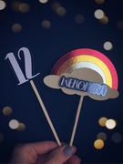 Personalizowany Topper dekoracja na tort TĘCZA