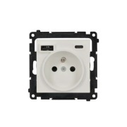 Simon 55 Gniazdo z ładowarką USB, C+A,  biały mat TGZ1ZUSB2CA.01/111