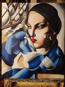 Kopia obrazu Tamary Łempickiej "Niebieski szaliki" 