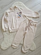 Nowy komplet beżowy dres Myszka Minnie bluza + spodnie dresowe r. 116