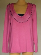 # Śliczny lekki różowy zdobiony dekolt - 40 #