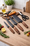 Profesjonalny Zestaw Noży Kuchennych 6w1 + deska    ZESTAW