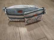 Kosmetyczki, komplet, angielska bawełna i sztruks zielony pastelowy 