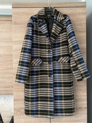 Płaszcz płaszczyk w kratę kratkę elegancki M 38 ciepły oversize długi