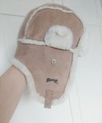 Czapka pilotka uszanka futrzana beżowa z nausznikami Debenhams One size