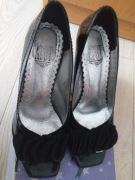 Skórzane czarne szpilki, rozm.32, wys. obcasa 10cm