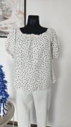 Kremowa bluzka hiszpanka w czarne groszki rozmiar L