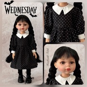 Lalka Wednesday Addams, przerobiona twarz + ubranko nowa
