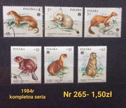 Znaczki fauna:265: zwierzęta, ssaki- Polska 1984r 