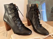 nowe Sezane botki Pauline gladka skora czarne wyjatkowe 38 sznurowane zamek