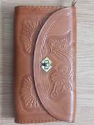 Torebka Góralska skórzana regionalna Damska skóra naturalna Brązowa stara.