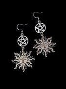 Alternatywne kolczyki z pentagramem i słońcem 